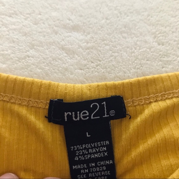 $5 W/ BUNDLE Mustard Ribbed Button Top - Picture 4 of 4